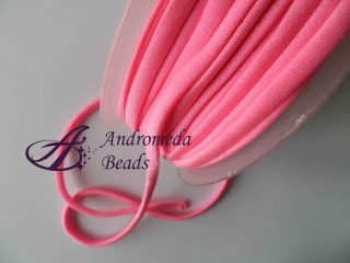 1 Metro Sfuso Fettuccia Tubolare Cucita Lycra 5mm Rosa Neon