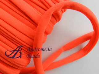 1 Metro Sfuso Fettuccia Tubolare Cucita Lycra 5mm Rosso Neon Opaco