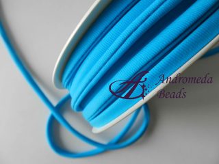 1 Metro Sfuso Fettuccia Tubolare Cucita Lycra 5mm Turchese Opaco