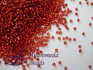 Miyuki Rocailles 15/0 colore 10 Silver Lined Red-Orange 5g