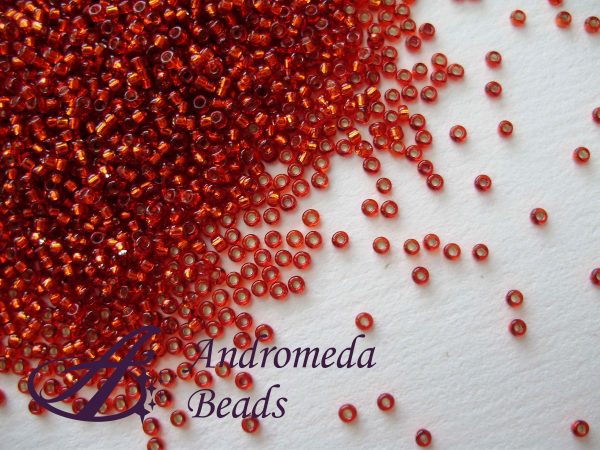 Miyuki Rocailles 15/0 colore 10 Silver Lined Red-Orange 5g