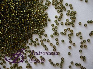Miyuki Rocailles 15/0 colore 1421 Silver Lined Olive 5g