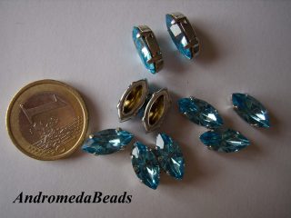 Navetta Swarovski Incastonata 15x7mm Aquamarine