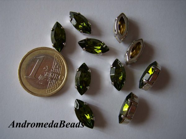Navetta Swarovski Incastonata 15x7mm Olivine