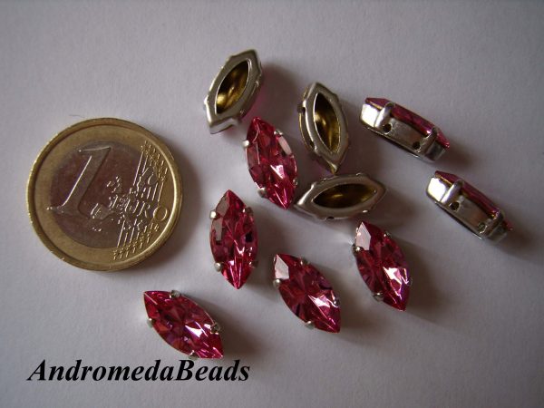 Navetta Swarovski Incastonata 15x7mm Rose