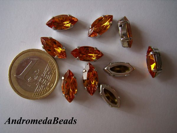 Navetta Swarovski Incastonata 15x7mm Topaz