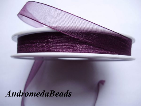 1 Metro Sfuso di Nastro in Organza colore Ametista 10mm