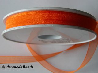 1 Metro Sfuso di Nastro in Organza colore Arancione 10mm