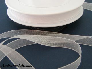 1 Metro Sfuso di Nastro in Organza colore Bianco 10mm