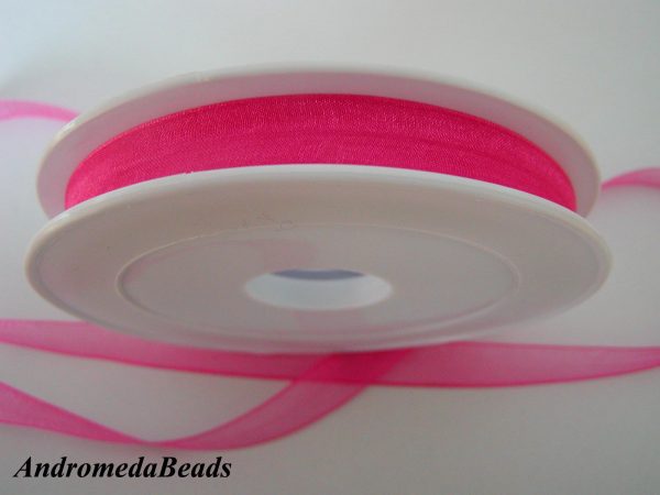 1 Metro Sfuso di Nastro in Organza colore Fucsia 10mm