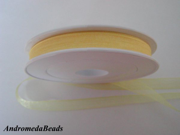 1 Metro Sfuso di Nastro in Organza colore Giallo 10mm
