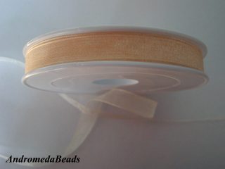 1 Metro Sfuso di Nastro in Organza colore Pesca Chiaro 10mm