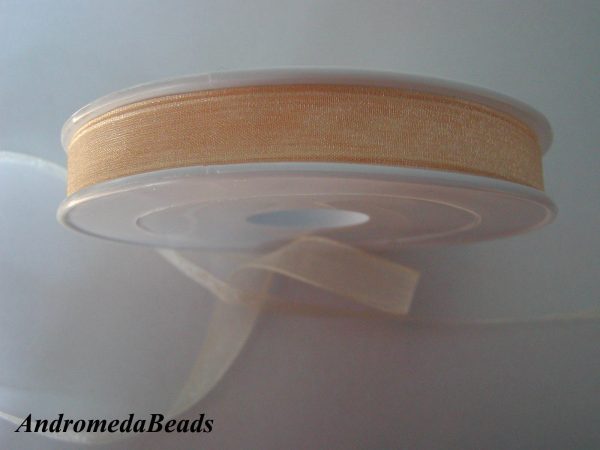 1 Metro Sfuso di Nastro in Organza colore Pesca Chiaro 10mm
