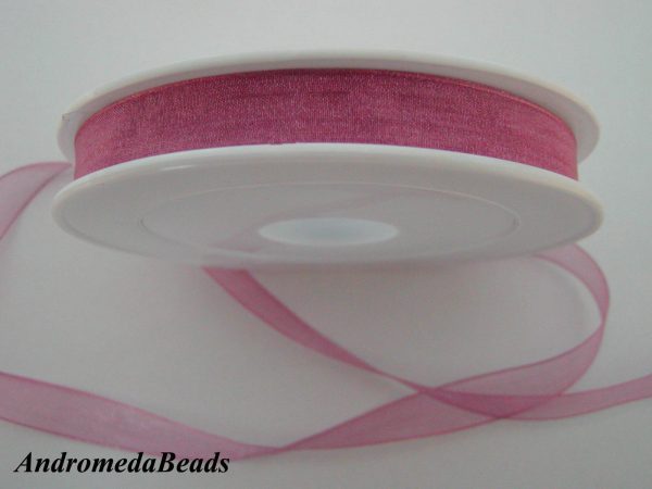 1 Metro Sfuso di Nastro in Organza colore Rosa Antico 10mm