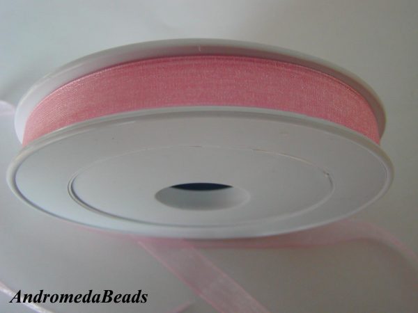 1 Metro Sfuso di Nastro in Organza colore Rosa Chiaro 10mm