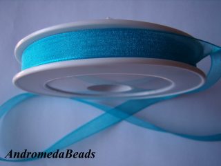 1 Metro Sfuso di Nastro in Organza colore Turchese 10mm