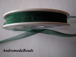 1 Metro Sfuso di Nastro in Organza colore Verde 10mm