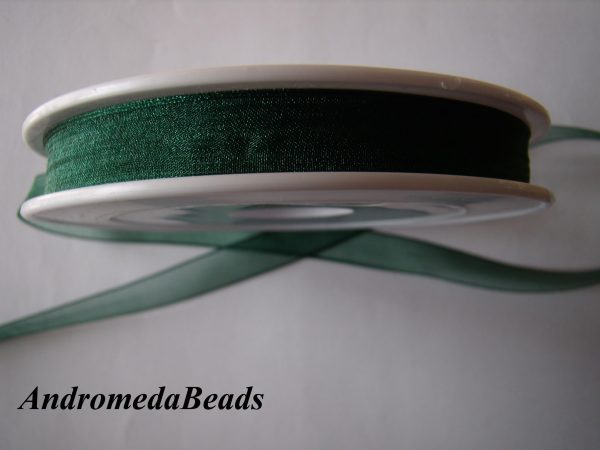 1 Metro Sfuso di Nastro in Organza colore Verde 10mm