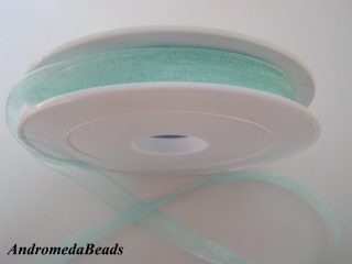 1 Metro Sfuso di Nastro in Organza colore Verde Acqua 10mm