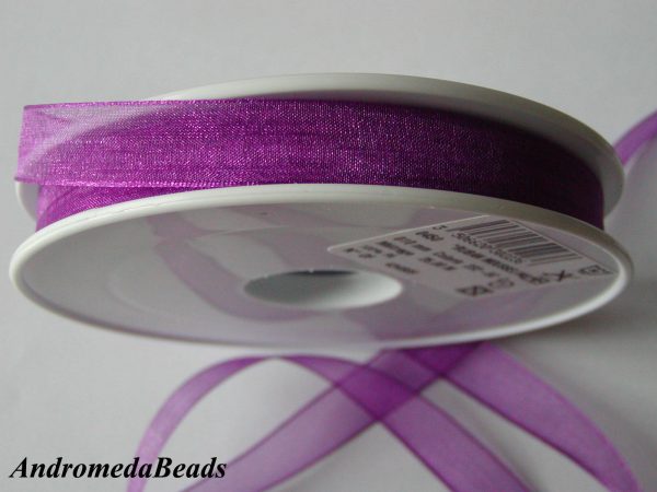 1 Metro Sfuso di Nastro in Organza colore Viola 10mm