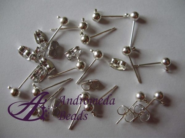 2 Coppie di Perni colore Argento con farfallina nickel free