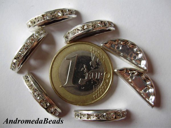 Ponte 2 fori con Strass colore Argento 20x7mm
