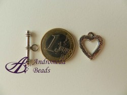 Set Chiusura Cuore 18x15mm colore Argento Antico