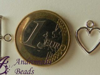 Set Chiusura Cuore 14x12mm colore Argento