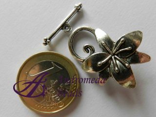 Set Chiusura Fiore 29x20mm colore Argento Antico