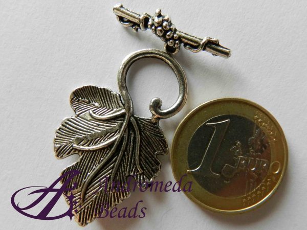Set Chiusura Foglia 35x28mm colore Argento Antico