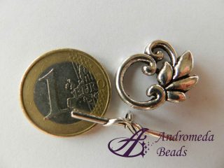 Set Chiusura Foglia 24x18mm colore Argento Antico