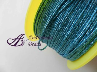 1 Metro Sfuso di Piattina Soutache Lamè 3mm colore Acquamarina