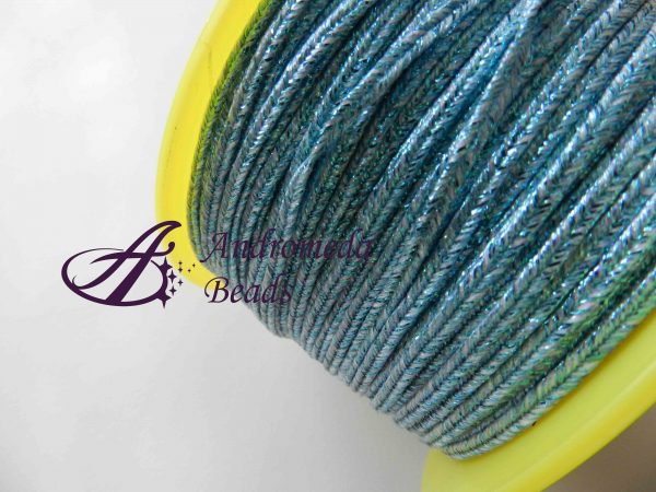 1 Metro Sfuso di Piattina Soutache Lamè 3mm colore Azzurro