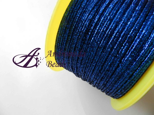 1 Metro Sfuso di Piattina Soutache Lamè 3mm colore Blu