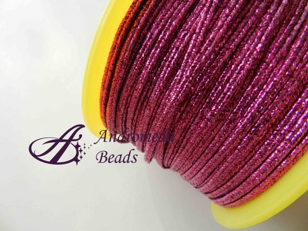 1 Metro Sfuso di Piattina Soutache Lamè 3mm colore Fucsia