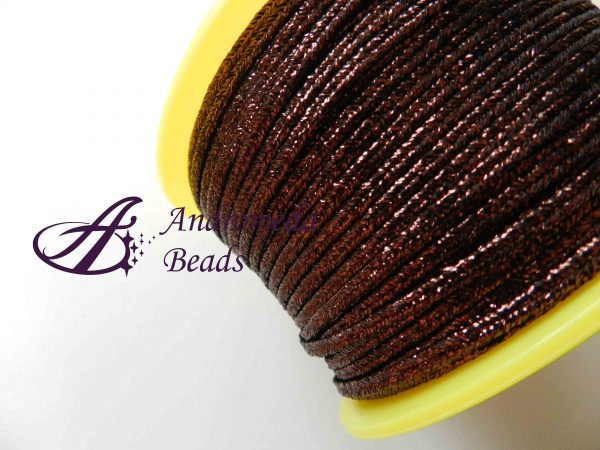 1 Metro Sfuso di Piattina Soutache Lamè 3mm colore Marrone