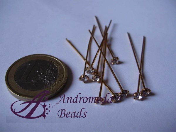 2 Spilli Swarovski colore Oro Round Crystal 24 lunghezza 4cm