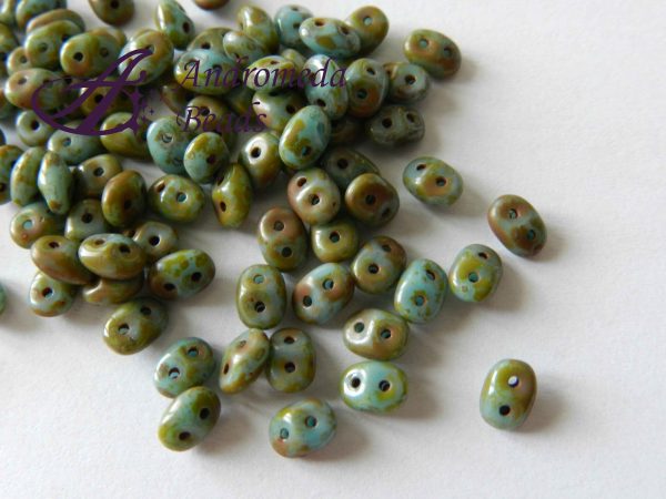 SuperDuo 5x2.5mm colore 63030/86805 Turquoise Dark Travertine 10g