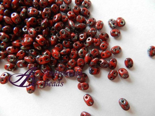 SuperDuo 5x2.5mm colore 93200/43400 Red Coral Picasso 10g