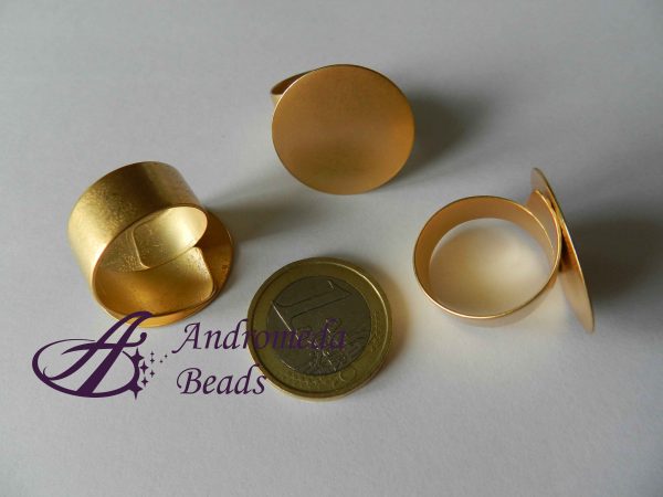 Base per Anello colore Oro Etrusco con Piastrina Tonda 25mm