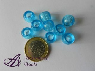 1 Perla con Foro Largo 11x9mm colore Acquamarina