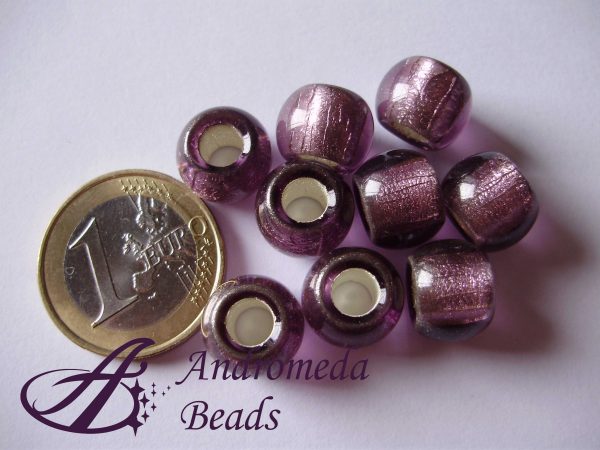1 Perla con Foro Largo 11x9mm colore Foglia Argento Ametista