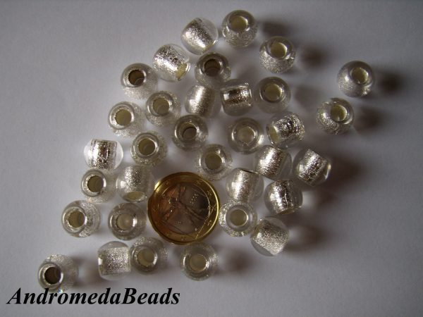 1 Perla con Foro Largo 11x9mm colore Foglia Argento Ghiaccio