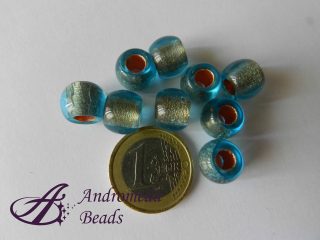 1 Perla con Foro Largo 11x9mm colore Foglia Rame Acquamarina
