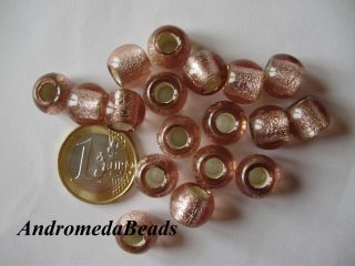 1 Perla con Foro Largo 11x9mm colore Foglia Argento Rosa