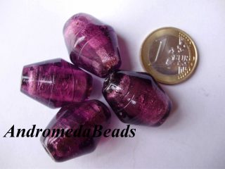Perla Bicono Vetro Slovacco 25x20mm colore Foglia Argento Ametista