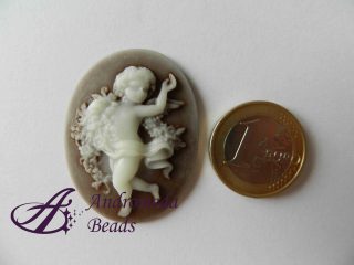Cammeo con Angioletto in Resina 40x30mm colore Marrone