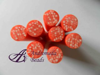 Canes: 1 Barretta in Pasta Polimerica (simil Fimo) Millefiori Rosso/Bianco