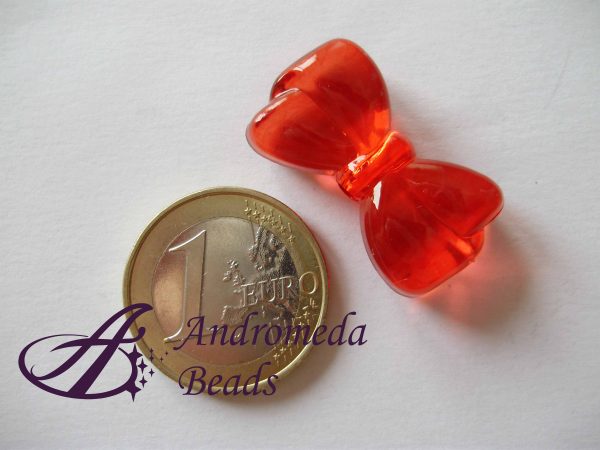 Fiocchetto in Acrilico Trasparente 28x15mm colore Rosso