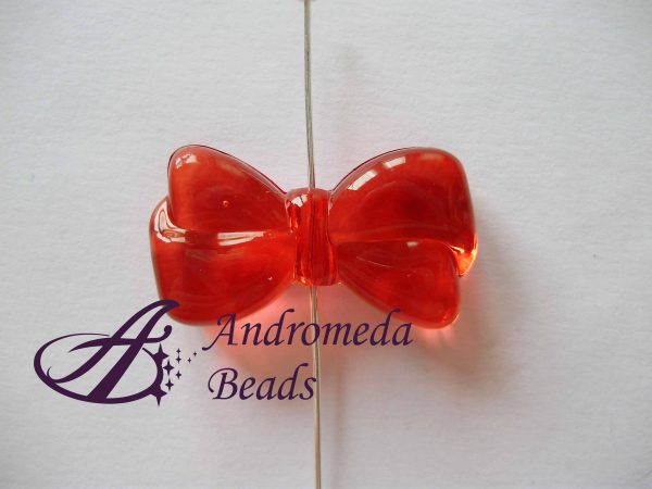 Fiocchetto in Acrilico Trasparente 28x15mm colore Rosso - immagine 2